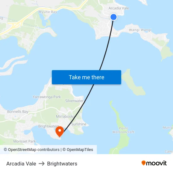 Arcadia Vale to Brightwaters map
