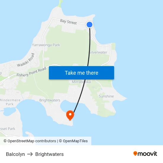 Balcolyn to Brightwaters map