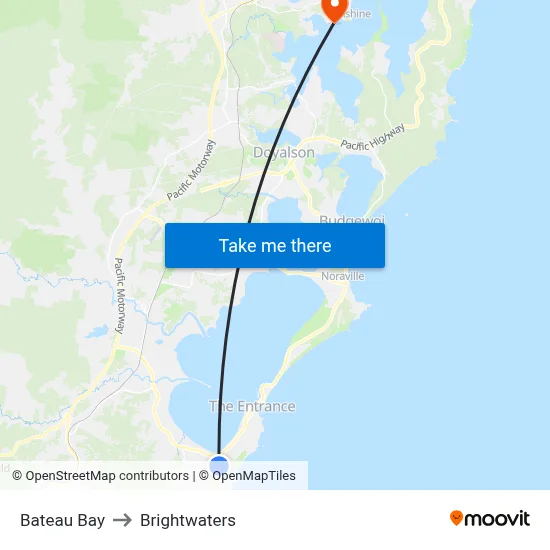 Bateau Bay to Brightwaters map
