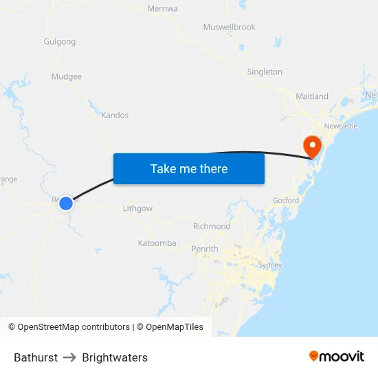 Bathurst to Brightwaters map
