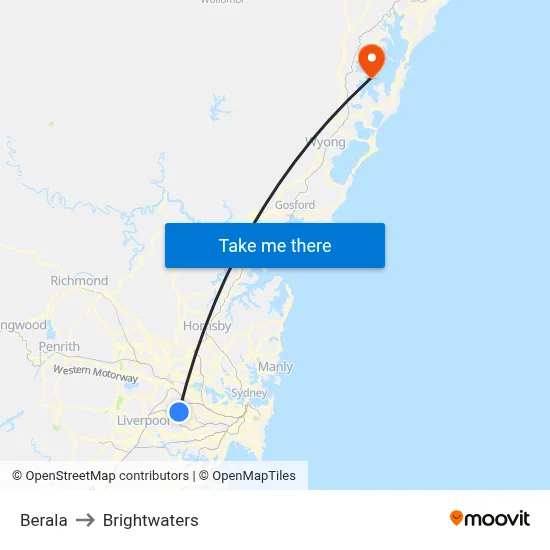 Berala to Brightwaters map