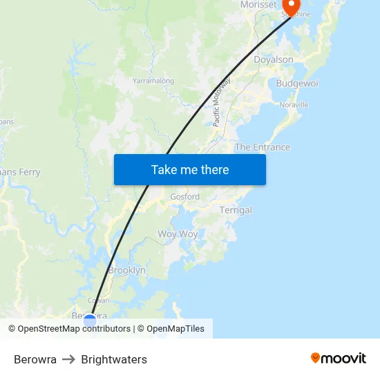 Berowra to Brightwaters map