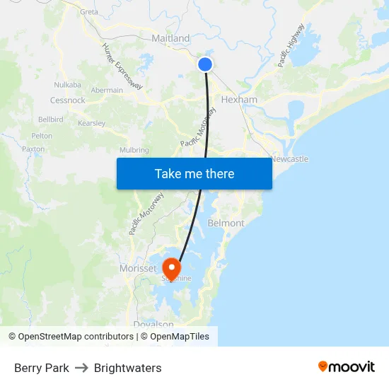 Berry Park to Brightwaters map