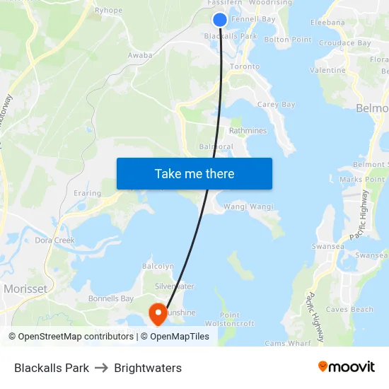 Blackalls Park to Brightwaters map