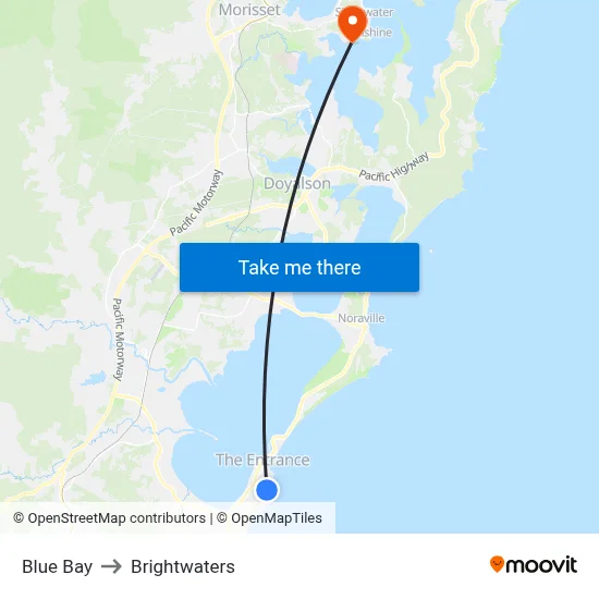 Blue Bay to Brightwaters map