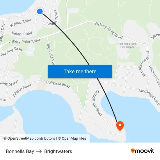 Bonnells Bay to Brightwaters map