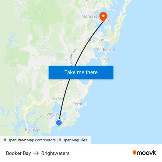 Booker Bay to Brightwaters map