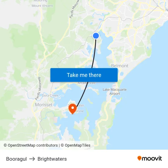 Booragul to Brightwaters map