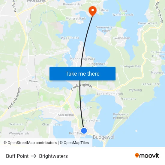 Buff Point to Brightwaters map