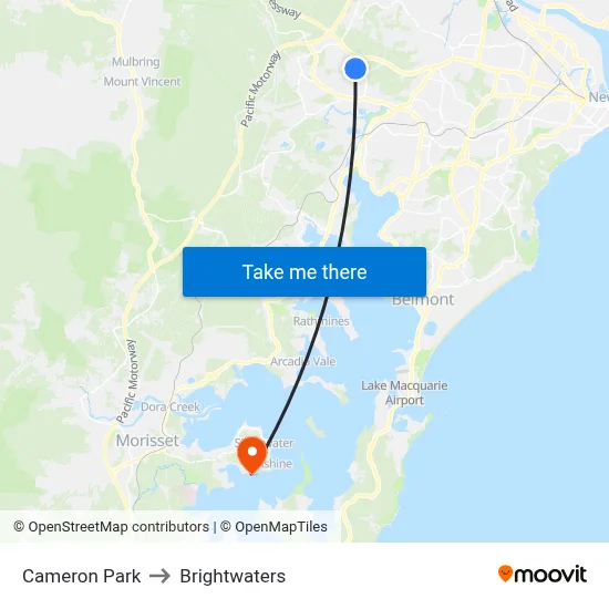 Cameron Park to Brightwaters map