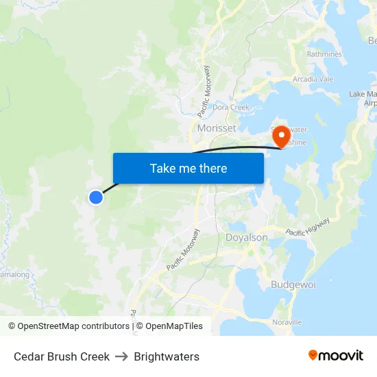 Cedar Brush Creek to Brightwaters map