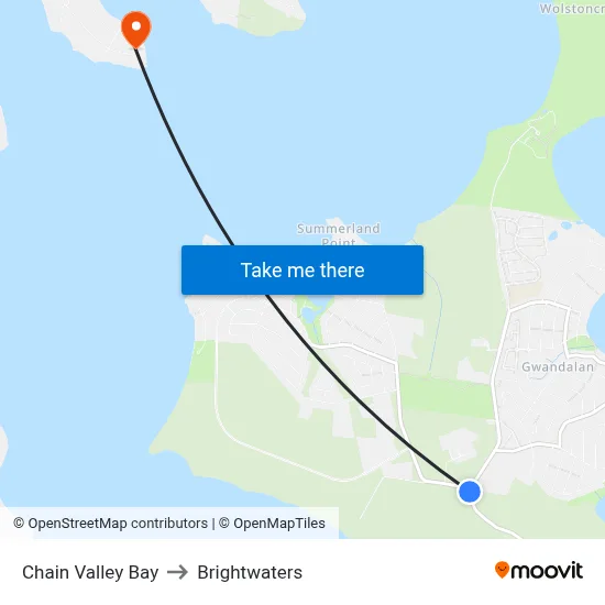 Chain Valley Bay to Brightwaters map