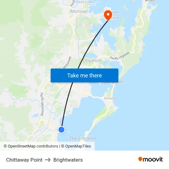 Chittaway Point to Brightwaters map