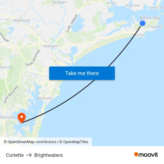Corlette to Brightwaters map