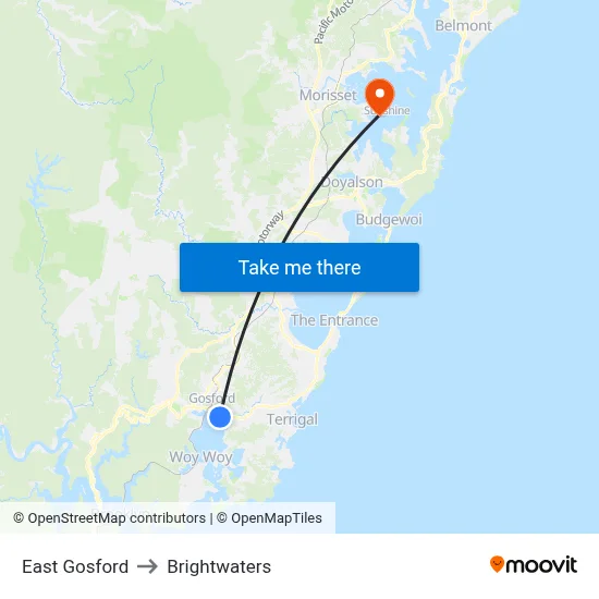 East Gosford to Brightwaters map