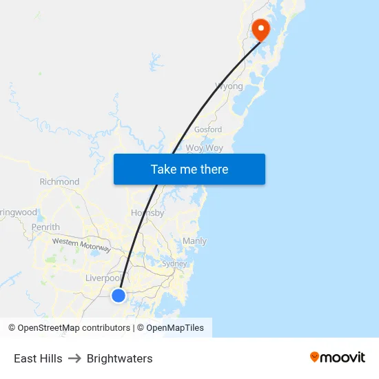 East Hills to Brightwaters map
