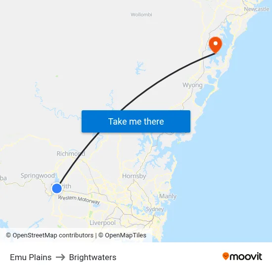 Emu Plains to Brightwaters map