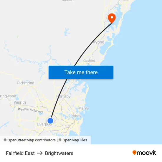 Fairfield East to Brightwaters map