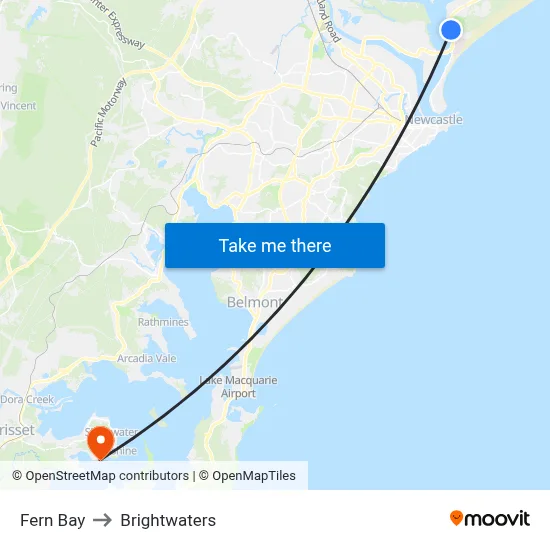 Fern Bay to Brightwaters map