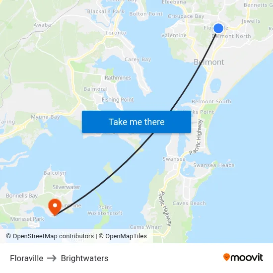 Floraville to Brightwaters map