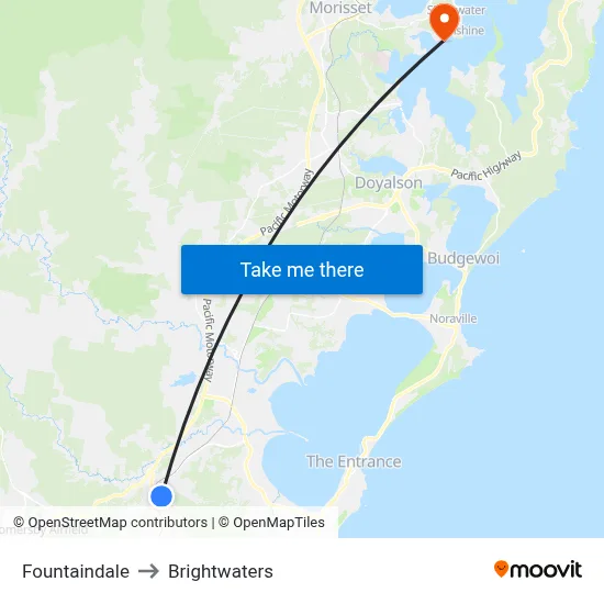 Fountaindale to Brightwaters map