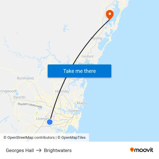 Georges Hall to Brightwaters map