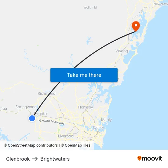 Glenbrook to Brightwaters map