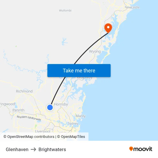 Glenhaven to Brightwaters map