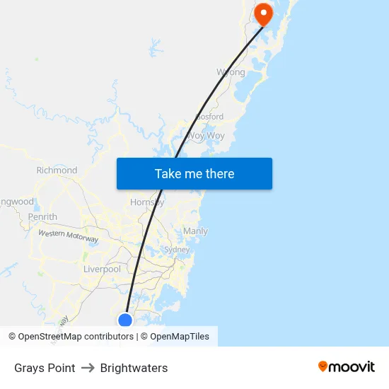 Grays Point to Brightwaters map