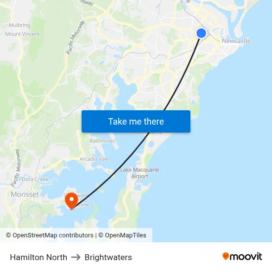 Hamilton North to Brightwaters map
