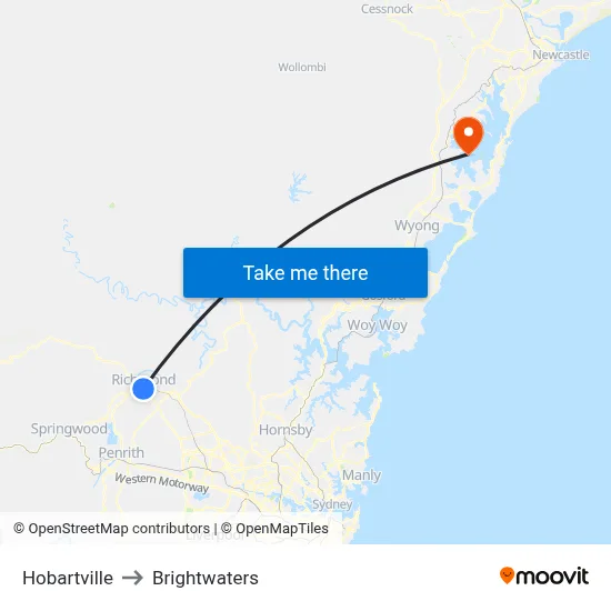 Hobartville to Brightwaters map