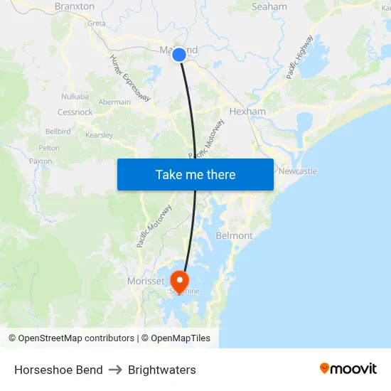 Horseshoe Bend to Brightwaters map