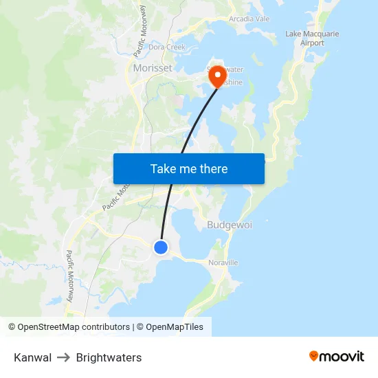 Kanwal to Brightwaters map