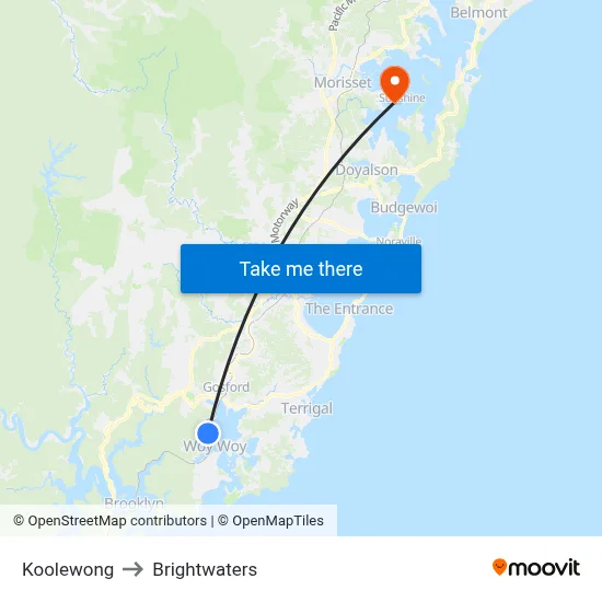 Koolewong to Brightwaters map