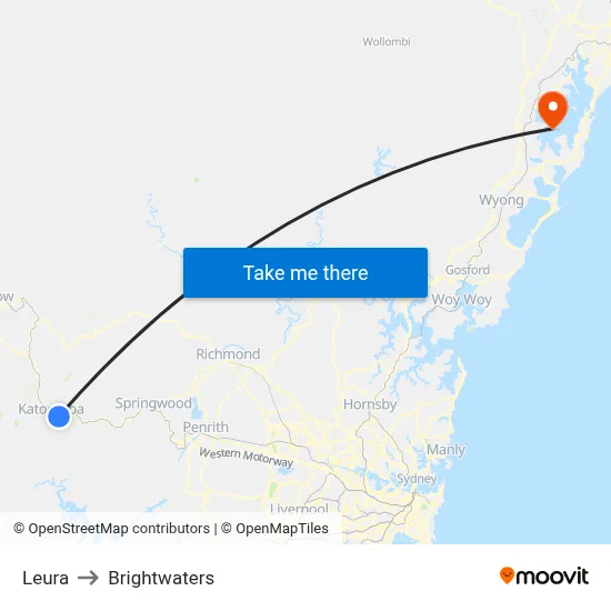 Leura to Brightwaters map