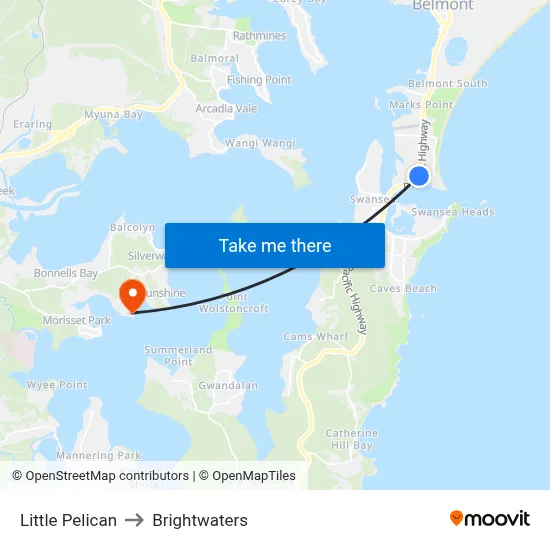 Little Pelican to Brightwaters map