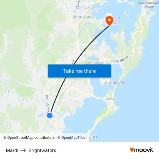 Mardi to Brightwaters map