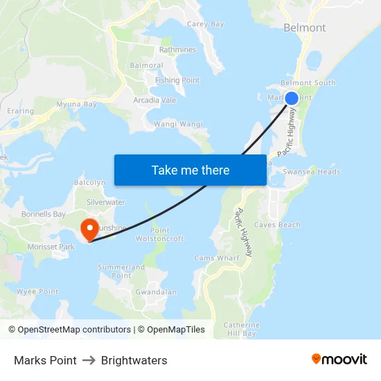 Marks Point to Brightwaters map