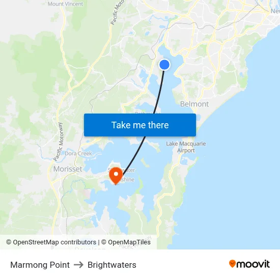 Marmong Point to Brightwaters map