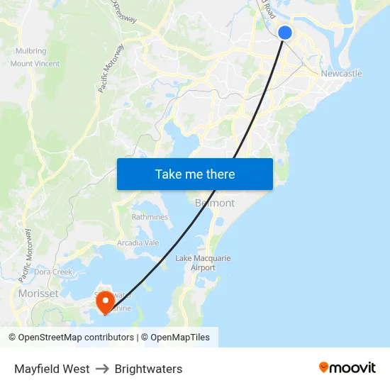 Mayfield West to Brightwaters map