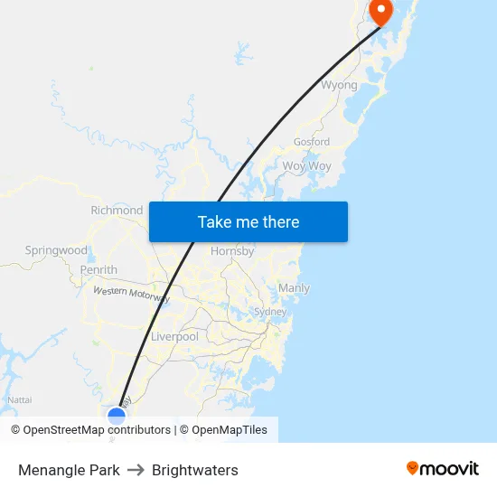 Menangle Park to Brightwaters map