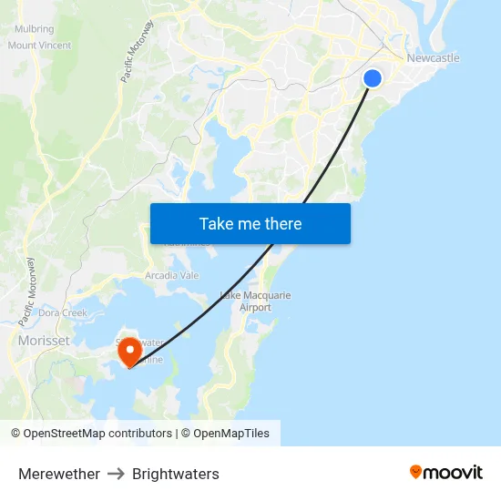 Merewether to Brightwaters map