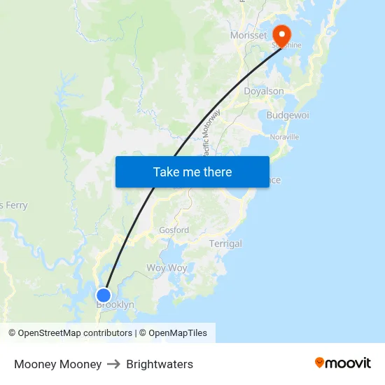 Mooney Mooney to Brightwaters map