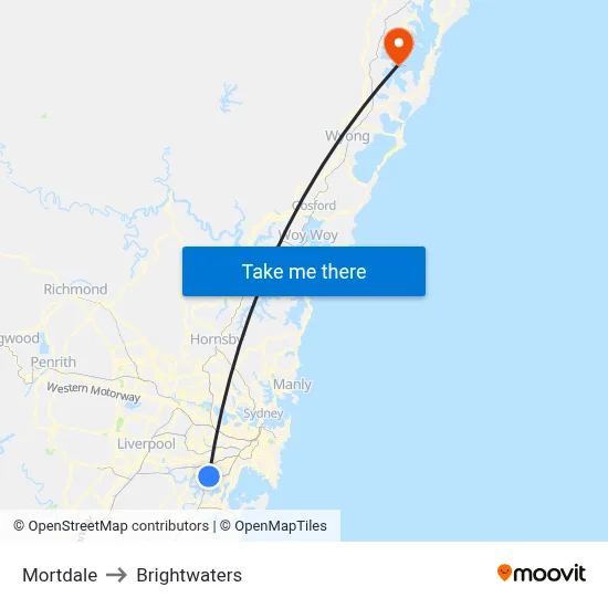 Mortdale to Brightwaters map