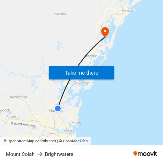 Mount Colah to Brightwaters map