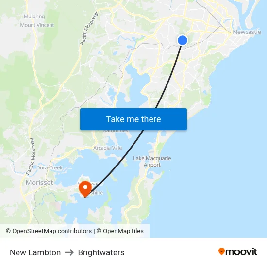 New Lambton to Brightwaters map