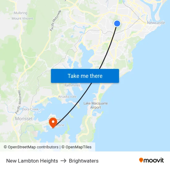 New Lambton Heights to Brightwaters map
