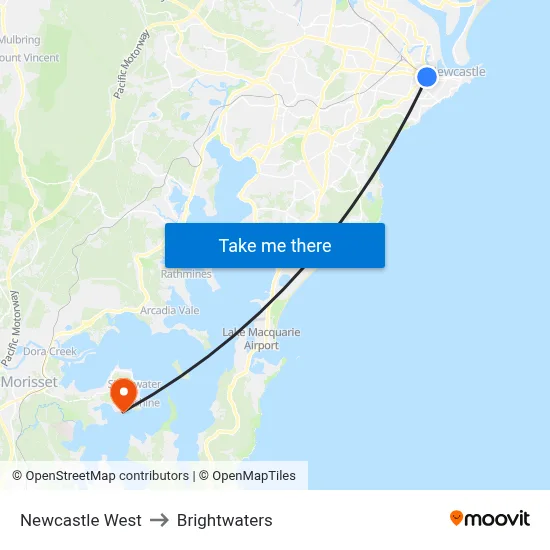 Newcastle West to Brightwaters map