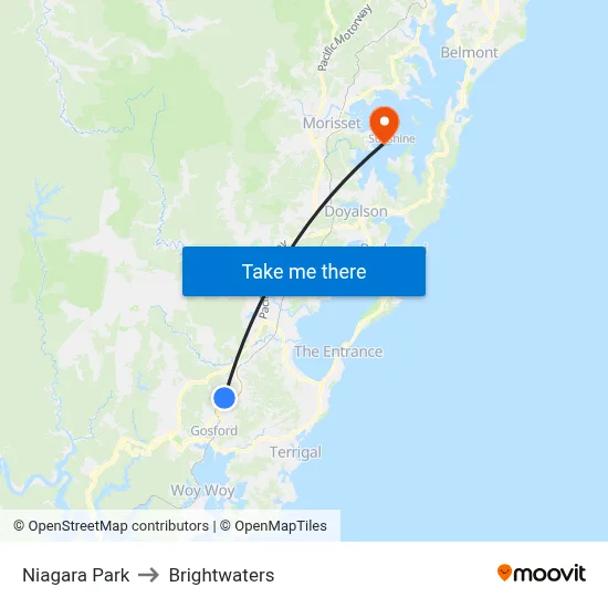 Niagara Park to Brightwaters map