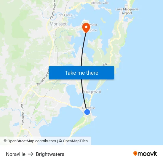 Noraville to Brightwaters map